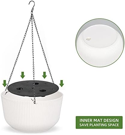 Dexceder 11.2 Inch Self Watering Hanging Planter (2 Pack, White) - Image 4