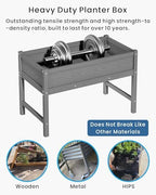 Weatherproof Raised Garden Bed, HDPE Outdoor Elevated Planter Box with Legs, Garden Box, Flower Beds for Patio, Deck, Balcony (Grey) - Image 4