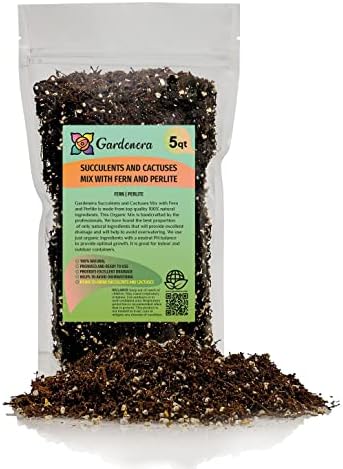 Gardenera Fern + Perlite Soil Mix for Repotting and Planting Succulents and Cactuses - 5 Quart Bag by Gardenera
