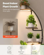 VEVOR Plant Stand Indoor with Grow Lights, 65.5 in Tall 7-Tiered Lighted Plant Shelf, 2 Pack Metal Corner Plants Holder, 3 Timer & 10 Brightness, Half-Moon Shaped Flower Display Rack for Living Room - Image 3