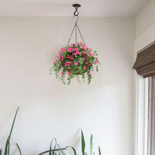 4 Pack 10 inch Metal Hanging Baskets for Plants Outdoor Metal Wire Hanging Basket Planter with Coco Fiber Liners Flower Pots for Home Porch Garden Patio, Diamond-Shaped - Image 6