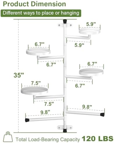 4-Tier Window Plant Shelves, 160° Rotating Indoor Wall Mounted Plant Holder Shelf for Haning Multiple Plants, Floating Window Sill Plants Stand for Home Decor, Gift for Plant Lovers, White - Image 2