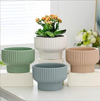Puoyik 2 Piece Set of Flower Pots 8/6 inches, Ceramic Flower Pots with Drainage Holes, Indoor and Outdoor Plant Flower Planter (7.8/5.9 White) - Image 7