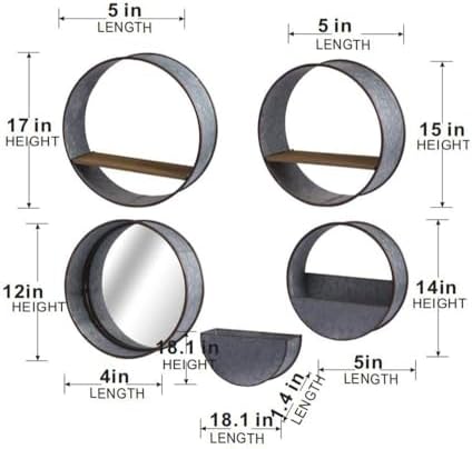 Farmhouse Round Metal Wall Planter Set, 5 Piece, Gray - Image 5