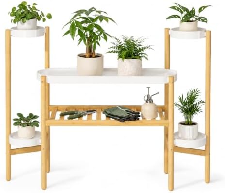 APRTAT Bamboo 2-Tier Indoor Plant Stand, Multi-Level Plant Holder by HEALTHYYOU