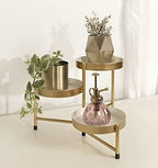 Kate and Laurel Finn 3-Tiered Plant Stand; 7.25 x 7.25 x 10; White and Gold; Decorative Layered Tabletop Plant Stand for Display and Storage - Image 2