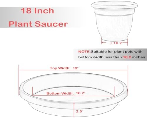 NIMYAU 2 Pack Large Plant Saucer 18 Inch, Extra-Large Deep Plant Trays for Pots, Plant Drip Trays, Plant Water Catcher Tray for Plants, Plastic Plant Saucers for Indoors no Holes - Image 2