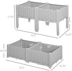 Outsunny 4 Piece Raised Garden Bed with Legs Planter Box Raised Bed, Gray - Image 7