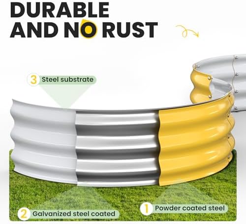 Pattiumo Galvanized Raised Garden Bed 4×4×1 FT, Round Metal Raised Garden Bed Outdoor Planter Box with Open Bottom, Rust-Resistant Steel Garden Bed for Vegetables Herbs Flowers, Easy Assembly - Image 6