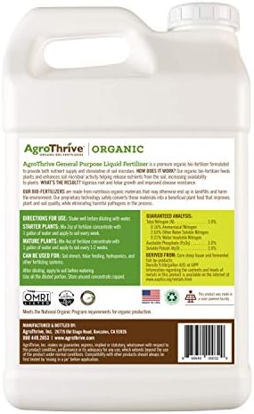 AgroThrive All Purpose Organic Liquid Fertilizer - 3-3-2 NPK (ATGP1320) (2.5 Gal) for Lawns, Vegetables, Greenhouses, Herbs and Everything Else that Grows - Image 2