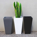 Windsor Tall Square Fiberglass Planter, Grey, 13 Inch - Image 5
