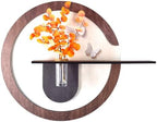 24 x 24 Inch 3D Round Wood Grain wall Decor with Shelf Vase - Image 2
