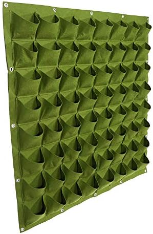 64 Pockets Wall Hanging Plant Bag, Vertical Outdoor Garden Plant Grow Bag Felt Plants Flower Pocket Wall Hanging Planter Plant Grow Container (Green) - Image 5