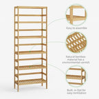 Bamboo Rack, Adjustable Bamboo Shelf, Bathroom Living Room, 6-Tier - Image 5