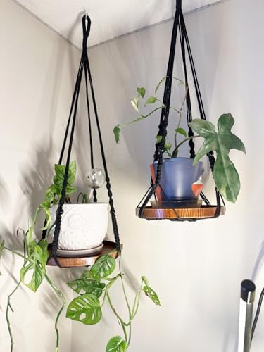 2 Pack Macrame Plant Hanger, Hanging Plant Shelf (12" + 10") - Image 2