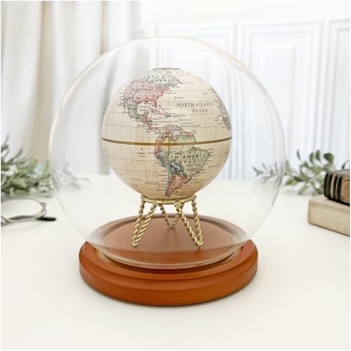 Plymor 6" x 7" Glass Display Dome Globe Cloche (Walnut MDF Base) - Image 2
