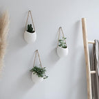Kazai. Wall Planters -Ellie- | Hanging Ceramic Plant Pots 3 Pieces | Wall Decoration for Indoors, Balcony and Garden | White (Matte) - Image 4