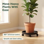 WanderingDonkey 14 Inch Rolling Plant Stand Pot Trolley, Heavy Duty Plant Caddie with Wheels, Potted Flower Mover Dolly with Casters Round Coaster for Indoor Outdoor, Wheeled Planter Saucer Tray - Image 6