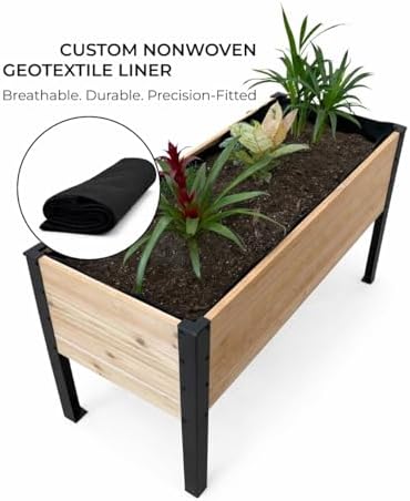 Western Red Cedar Planter Raised Garden Bed Planter Box - 48x20x28 inch with Powder-Coated Steel Legs - Ideal for Vegetables, Herbs, and Flowers, Elevated, Core Series - Image 4