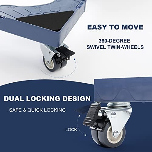 WBD WEIBIDA Adjustable Furniture Dolly with 4 Dual-Locking Wheels, Universal Washing Machine Base Stand, Square Appliance Mover for Refrigerator, Mini-Fridge, Washer & Dryer, Moving Cart - Image 4