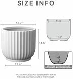 Kante Large Round Pedestal White Concrete Planter 16.7" Dia, Outdoor - Image 2