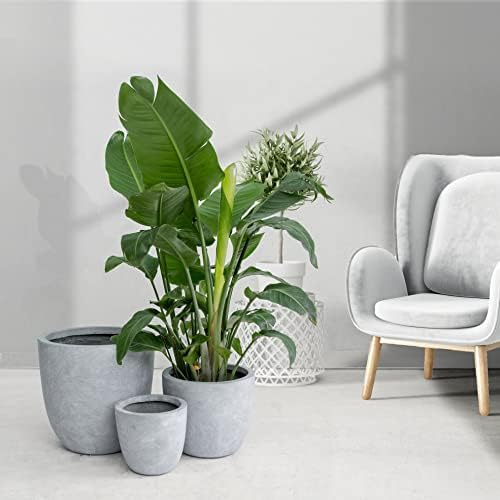 Kante Set of 3 Blue Gray Concrete Bowl Planters 18" 14" 10" Dia - Image 2