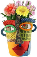 TOZLU Abstract Face Head Planter Picasso Colorful Art Resin Flower Pot by TOZLU