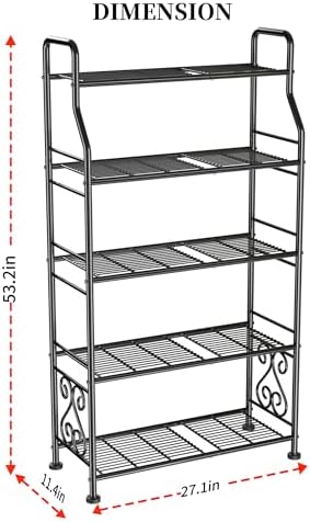 GIOTORENT Plant Stand Outdoor Indoor 5 Tier Metal Waterproof - 53.2" Plant Shelf for Patio, Balcony, Living Room, Large Capacity Tiered Plant Rack, Black - Image 2