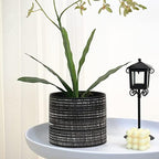 Plant Pots Indoor 2 Pack, 5 & 7 Inch Ceramic Planter Pots with Drainage Hole, Set of 2 Flower Pots - Herbs/Snake/Succulent/Orchid Cylinder Plant Pot(Black) - Image 4