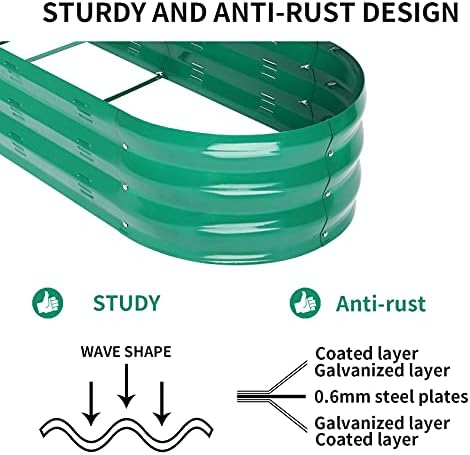 GADI Raised Garden Bed Kit for Vegetables Flower Galvanized Metal Planter Boxs Designed for Easy DIY and Cleaning Not Twist Or Rot (Green) - Image 6