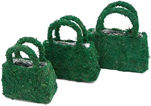 Green Moss Purse Planters - Set of 3 Planters, Small, Medium, Large - Image 3