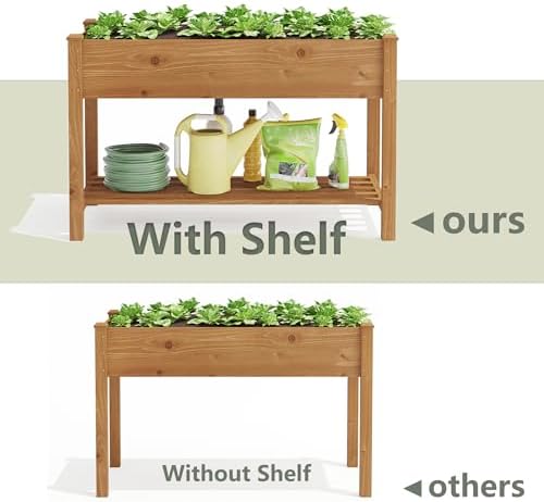 GHWIE Raised Garden Bed with Shelf,Elevated Wooden Planter Box with Legs,Garden Planter for Backyard, Patio, Balcony - Image 3