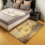 Erosebridal Mallard Duck Lake Area Rug 4'11" x 3'3" Wild Ducks Hunting Living Room Rugs Autumn Reed Natural Sunset Decorative Carpet Wildlife Yellow Green Indoor Floor Mat - Image 3