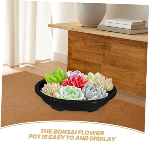 Outanaya 4 Pack Oval Bonsai Flower Pots, Plastic Large Planters for Plants - Image 3