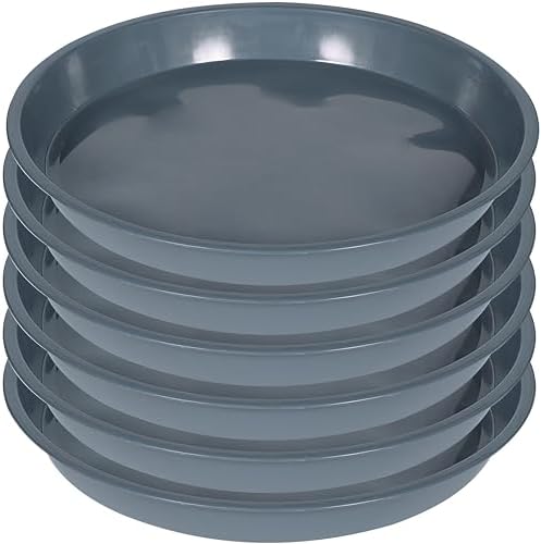 VUWEZ 6 Pack of Plant Saucer 16 Inch, Plant Tray Round, Plastic Flower Plant Trays for Pots, Plant Saucers for Indoors 16", Plant Pot Saucers, Planter Tray for Planter 13-16" (16", Gray) by VUWEZ