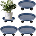 4 Packs Plastic Plant Caddy with Wheels 11.8" Plastic Rolling Plant Stands Heavy-duty Plant Dolly with Casters Indoor and Outdoor Plant Roller Base Wheels, Blue by Planterhoma