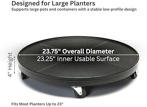 DeVaultEnterprises Devault 23.5 Inch Plant Dolly, Heavy Duty Rolling Plant Caddy with Wheels for Large Pots and Planters, 500 lb Capacity, Made in USA (1, Gray Mist) - Image 2
