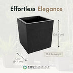 Tierra Verde Self-Watering Planter, Citadel Horizon, 13.5"x14", Black - Image 4