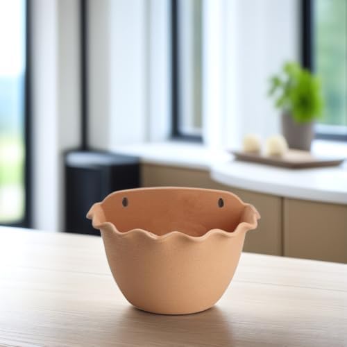 Alasum Semi Circle Plastic Flower Pot Wall Mounted PP Resin Brown - Image 4