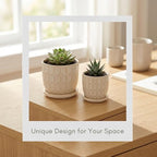 Decorative Flower Planter with Squoval Pattern and Saucer Plate - Home Decor Plant Pots for Indoor and Outdoor Styling - Perfect Plant Pots Accent for Plant Stand Indoor - Set of 2, 7", 6", Ivory - Image 4