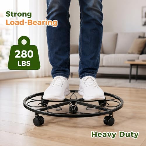 3 Packs 20” Plant Caddy with Wheels Metal Plant Stand on Wheels for Indoor and Outdoor Plants Rolling Plant Stand with Casters Heavy Duty Plant Dolly Roller Caddy, Black - Image 4