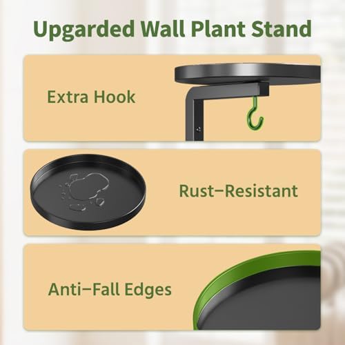 LASZOLA Plant Hanger Holder Window Shelf Wall Mounted Indoor, 4 Pcs Black - Image 4