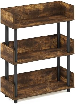 Furinno TURN-N-TUBE Display Shelf, 3-Tier Storage Shelves with Side Panels, Open Shelves Book Shelf with Rounded Corner Top Edges, for Organization and Storage, Living Room, Home Office, Amber Pine - Image 7