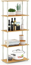 Furinno TURN-S-TUBE Storage Shelves, 5-Tier Book Shelf, Corner Shelf, Toolless Open Shelves, Classic Tubes, for Organization and Storage, Living Room, Garage, Home Office, Beech by Furinno-FitsYourSpaceFitsYourBudget