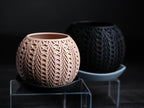 Decorative Ceramic Planter, Round Bowl Shape, Intricate Geometric Lattice Pattern, Terracotta Color - Image 4