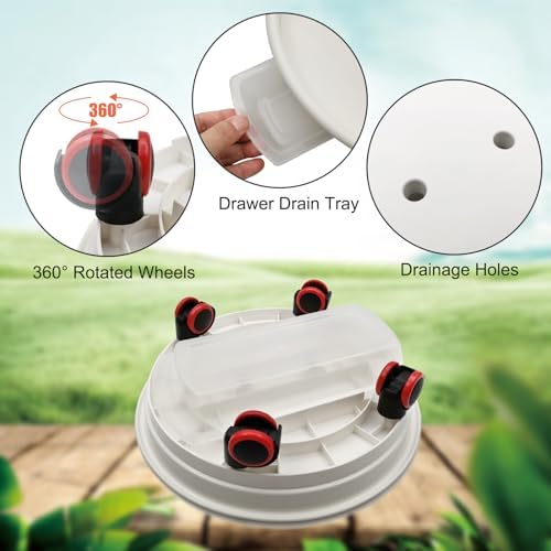 2 Packs Plant Caddy with Wheels, Loading Capacity 80 lbs, 30cm Plant Stand Heavy Duty Plant Dolly with Water Container(White) - Image 2