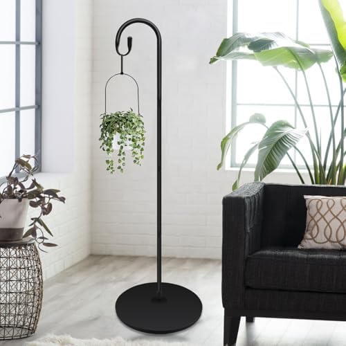 63 Inch Shepherds Hooks for Outdoor Indoor with Round Base Stand, Adjustable Shepherds Hook for Bird Feeder, Lanterns, Wind Chime in Patio Garden - Image 4
