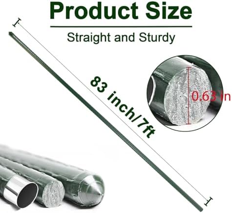 Garden Stakes 7ft, Metal Plant Stakes 7 Feet for Gardening and Farm, 84" Plastic Coated Plant Support for Tomato, Cucumber, Bean, Flower, Potted and More Climbing Plants - Image 2