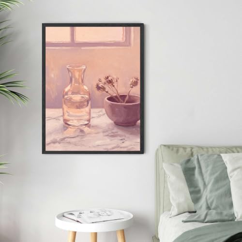 Still Life Vase and Dried Flowers Wall Art, Black Framed Print - Image 4