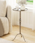 25.6" Vintage Round Pedestal End Table with Tray Top, Antique by AEPOALUA